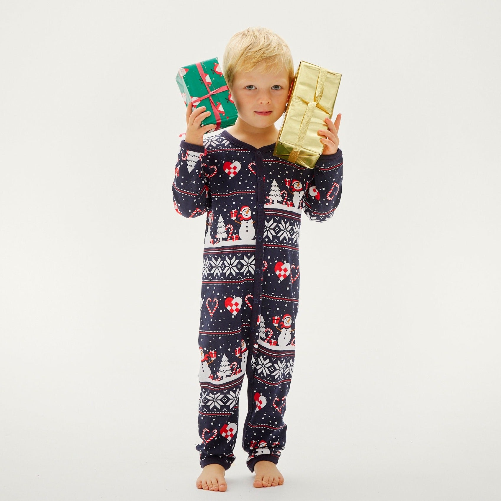 Christmas Heart Jumpsuit Navy - Baby